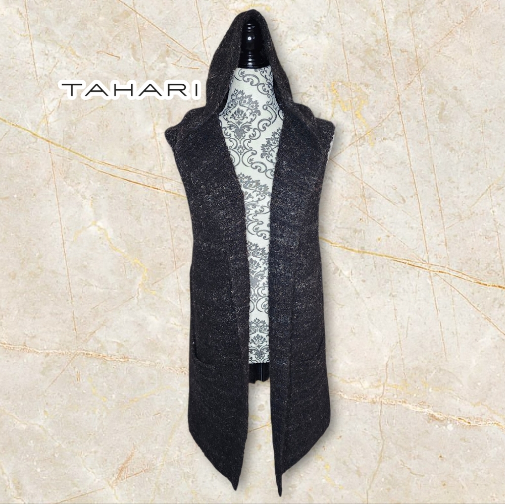 TAHARI Hooded Long Vest - Med / NO TAG
